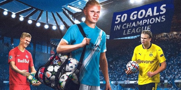 哈兰德欧冠进球50粒，挑战C罗纪录需注重身体素质